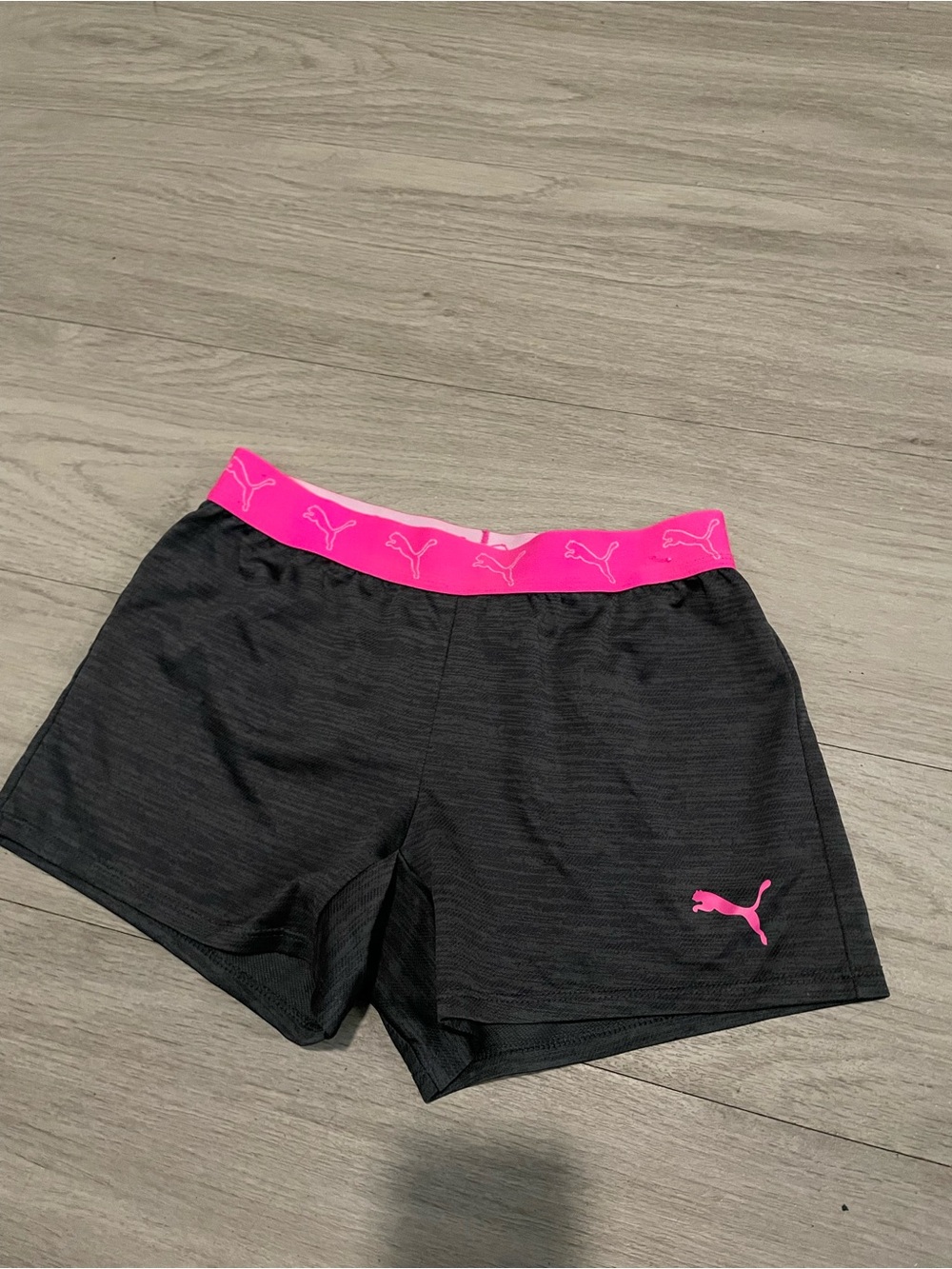 Puma Black Shorts with Pink Waistband and Logo
